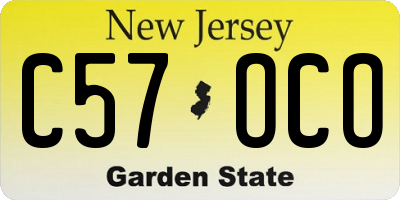 NJ license plate C57OCO