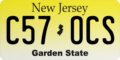 NJ license plate C57OCS