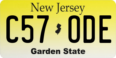 NJ license plate C57ODE