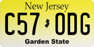 NJ license plate C57ODG