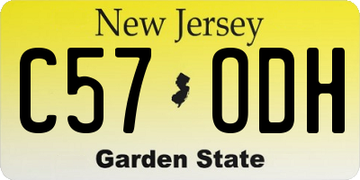 NJ license plate C57ODH