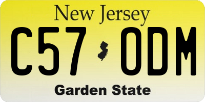 NJ license plate C57ODM