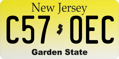 NJ license plate C57OEC