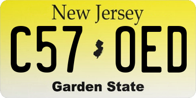 NJ license plate C57OED