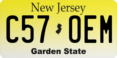 NJ license plate C57OEM