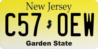 NJ license plate C57OEW