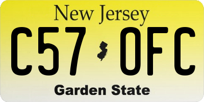 NJ license plate C57OFC