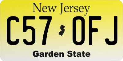 NJ license plate C57OFJ