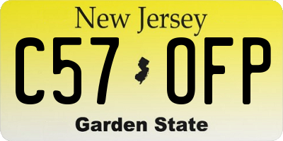 NJ license plate C57OFP