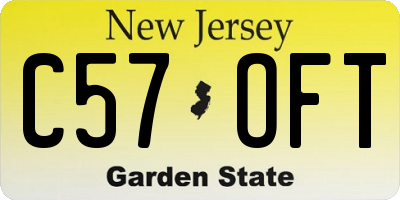 NJ license plate C57OFT