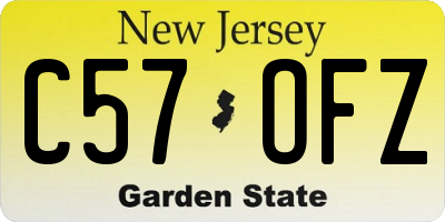 NJ license plate C57OFZ