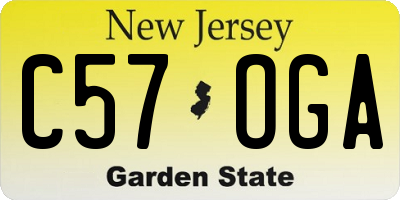 NJ license plate C57OGA