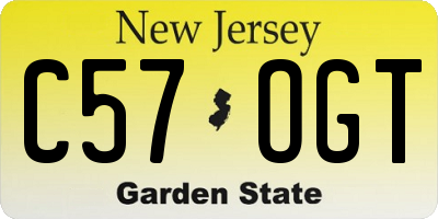 NJ license plate C57OGT