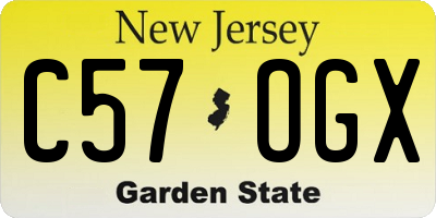 NJ license plate C57OGX