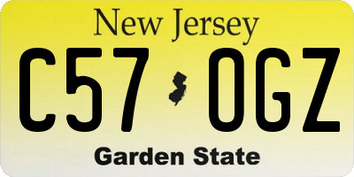NJ license plate C57OGZ