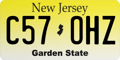 NJ license plate C57OHZ