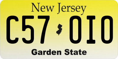 NJ license plate C57OIO