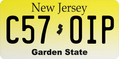 NJ license plate C57OIP