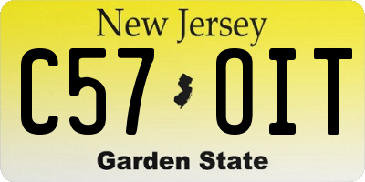 NJ license plate C57OIT
