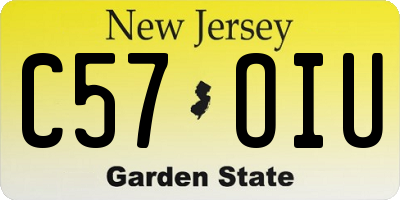 NJ license plate C57OIU