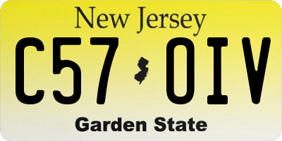 NJ license plate C57OIV