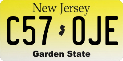 NJ license plate C57OJE