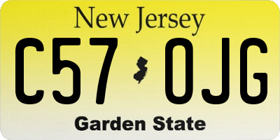 NJ license plate C57OJG
