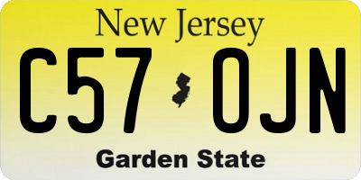 NJ license plate C57OJN