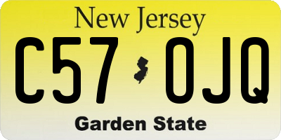 NJ license plate C57OJQ