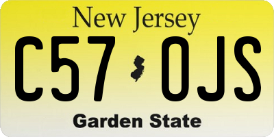 NJ license plate C57OJS