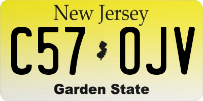 NJ license plate C57OJV