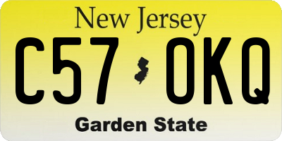 NJ license plate C57OKQ