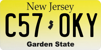NJ license plate C57OKY