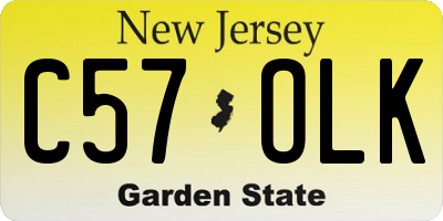 NJ license plate C57OLK