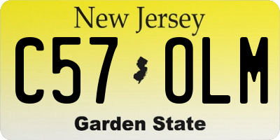 NJ license plate C57OLM