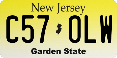 NJ license plate C57OLW