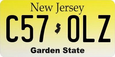 NJ license plate C57OLZ