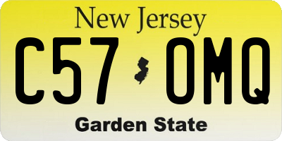 NJ license plate C57OMQ