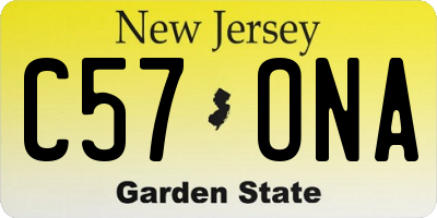 NJ license plate C57ONA