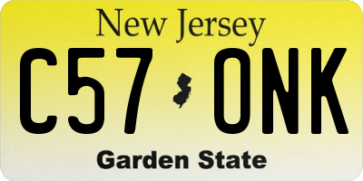 NJ license plate C57ONK