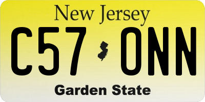 NJ license plate C57ONN