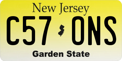 NJ license plate C57ONS