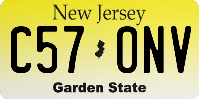 NJ license plate C57ONV