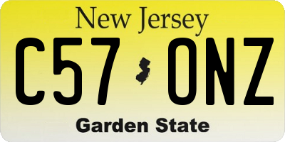 NJ license plate C57ONZ