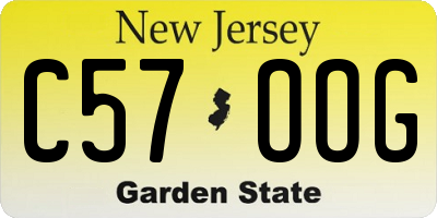 NJ license plate C57OOG