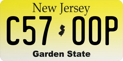 NJ license plate C57OOP