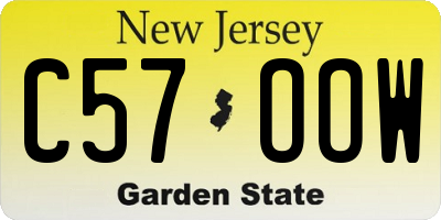 NJ license plate C57OOW
