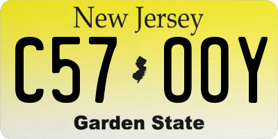 NJ license plate C57OOY