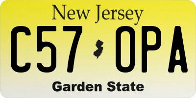 NJ license plate C57OPA