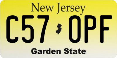 NJ license plate C57OPF